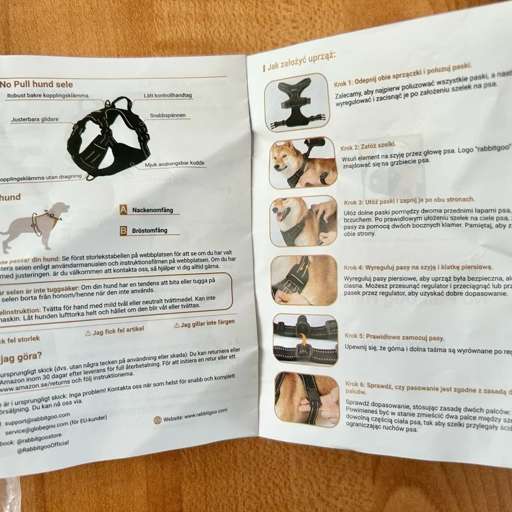 NWT no pull Dog Harness Rabbitgoo brand with instructions medium size
